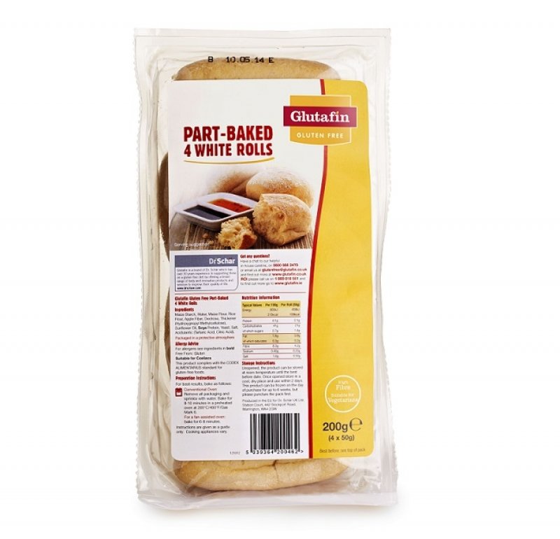 Glutafin Gluten Free Part-Baked 4 White Rolls