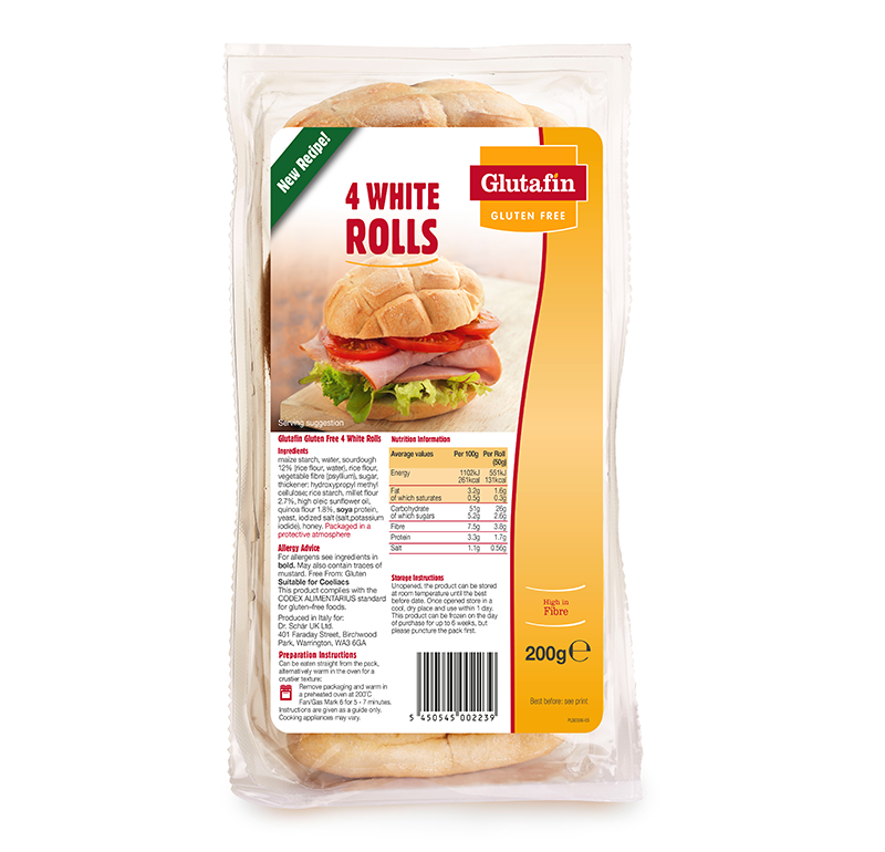 Glutafin Gluten Free 4 White Rolls