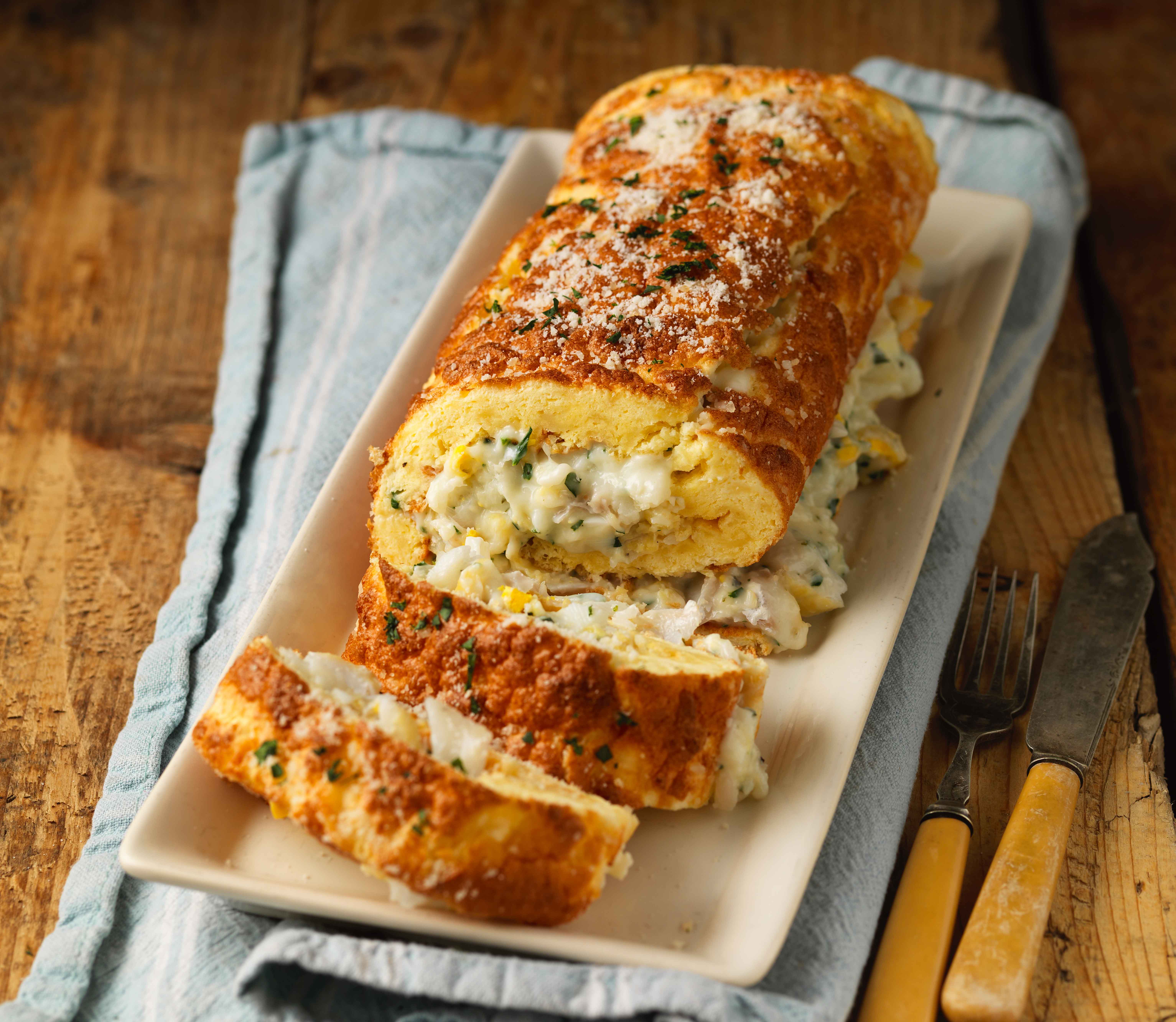 Gluten free smoked haddock roulade