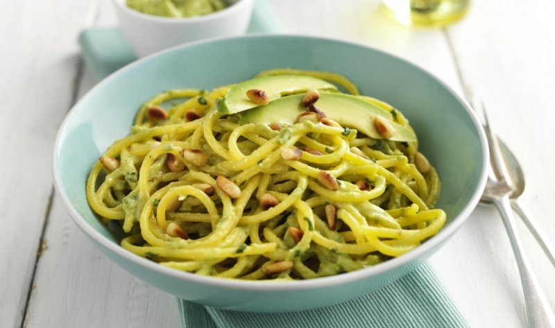 Gluten Free Creamy Avocado And Pesto Spaghetti
