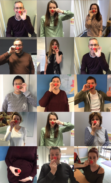Collage of Glutafin Team wearing Red Noses
