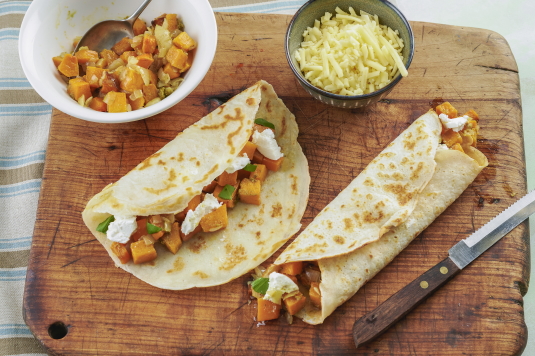 Gluten Free Butternut Squash, Goats Cheese and Pesto Pancakes