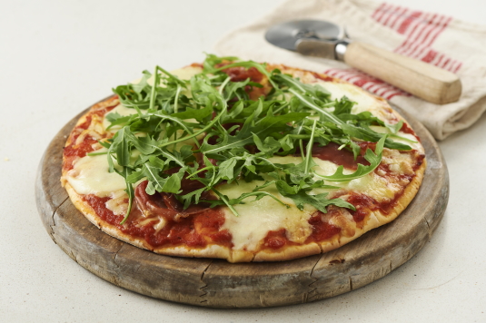 Gluten Free Serrano Ham, Mozzarella and Rocket Pizza